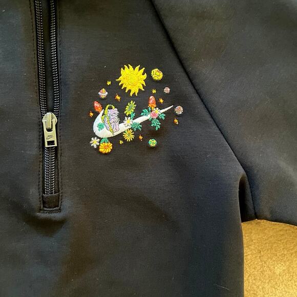 Nike Black Swoosh Sportswear Essential Space Embroidered Logo Twist Dress XS NEW - Picture 5 of 9